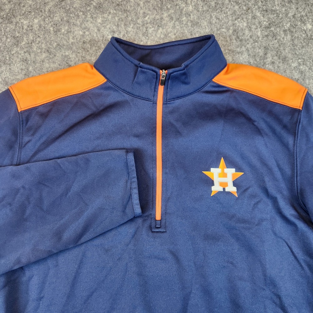 Houston Astros MLB 1/4 Zip Pullover Men L Blue Quarter Zip Fleece Lined Baseball